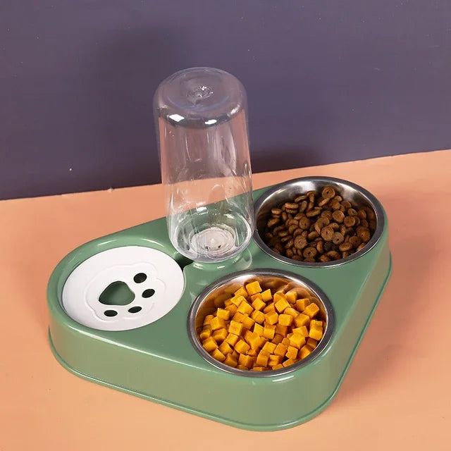 Pet Cat Bowl Automatic Dog Feeder 500ML Dog Water Bottle Cat Food Bowl Pet Stainless Steel Double Bowl 3 Bowls Cat