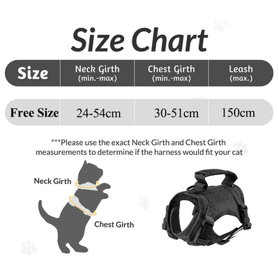 Cat Harness Leash Tactical Vest Small Dog Kitten Military Harness  Escape Proof Full Body Breathable For Puppy Walking