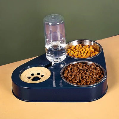 Pet Cat Bowl Automatic Dog Feeder 500ML Dog Water Bottle Cat Food Bowl Pet Stainless Steel Double Bowl 3 Bowls Cat