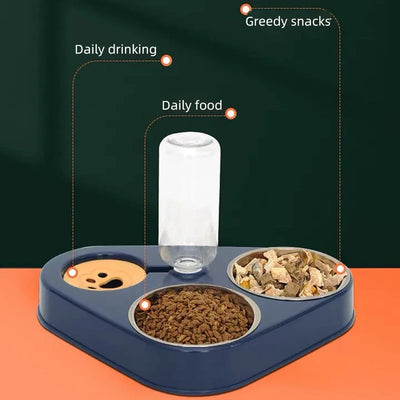 Pet Cat Bowl Automatic Dog Feeder 500ML Dog Water Bottle Cat Food Bowl Pet Stainless Steel Double Bowl 3 Bowls Cat