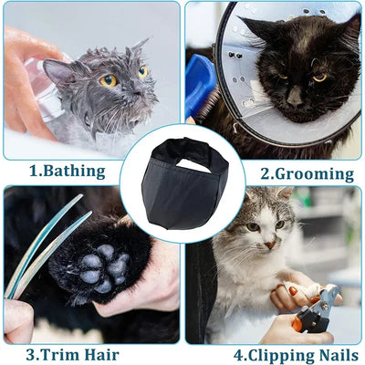 Cat Anti-Bite Muzzles Breathable Nylon Protective Hood Cats Bathing Grooming Anti-scratch Face Mask