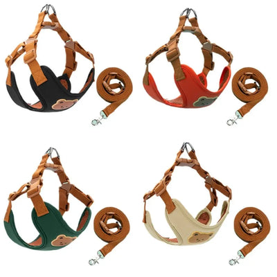 Creative Cute Pet Harness Leash Anti-Escape Adjustable Dog Collar Harness No Pull Cat Chest Strap Vest