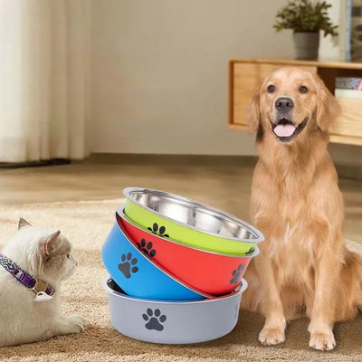 Dog Water Bowl with Non-Slip Rubber Base And Cats And Dogs Drinking Water Feeding Pet Bowl Stainless Steel