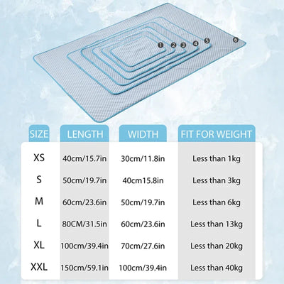 Dog Cooling Mat Summer Pet Cold Bed Cat Sleeping Pad Cool Ice Silk Moisture-proof Mattress Cushion