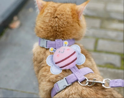 Cat Harness Leash Collar Set Adjustable Cartoon Bee Double Layer Dog Harness for Small Medium Pet Collar