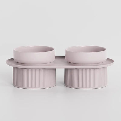 Ceramic Cat Dog Bowl Pet Puppy Feeder Drinker Elevated Raised Holder White Pink Bowls Double for Cats Dogsr