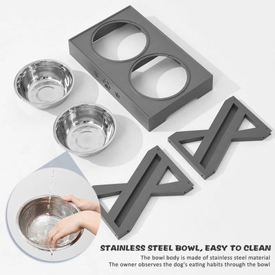 Stainless Steel Elevated Dog Bowl Non-Slip and No Spill Design Bowl Pet Supplies Suitable for Promote Healthy
