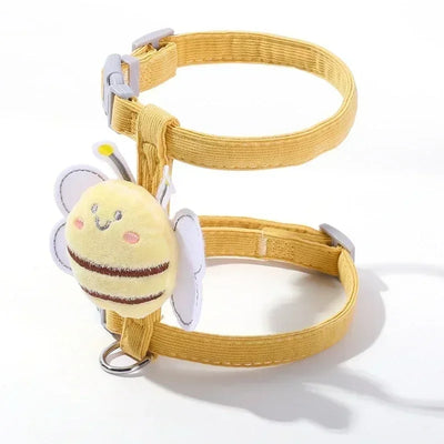 Cat Harness Leash Collar Set Adjustable Cartoon Bee Double Layer Dog Harness for Small Medium Pet Collar