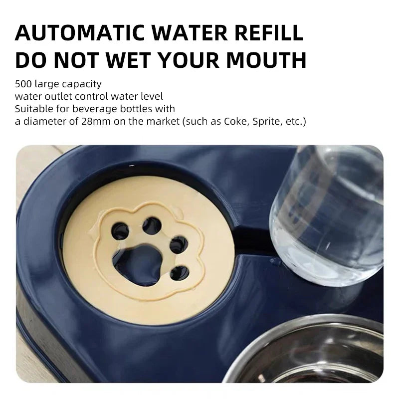 Pet Cat Bowl Automatic Dog Feeder 500ML Dog Water Bottle Cat Food Bowl Pet Stainless Steel Double Bowl 3 Bowls Cat