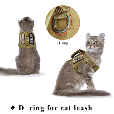Cat Harness Leash Tactical Vest Small Dog Kitten Military Harness  Escape Proof Full Body Breathable For Puppy Walking